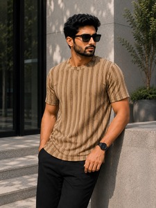 Camiseta de polialgodón informal de manga corta con logotipo personalizado, camiseta polo a rayas para hombre disponible al mejor precio - Product Image 4
