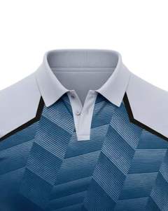 Polo personnalisé pour homme bleu et gris à manches courtes avec imprimé graphique, vêtements de sport décontractés, respirant, en polyester, pour le golf, le tennis et l'entraînement - Product Image 6