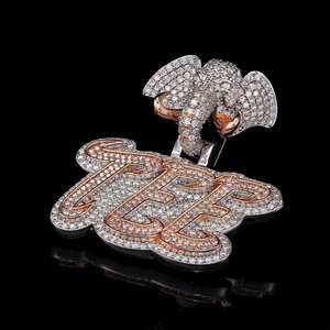 Luxury <b>Elephant</b> Moissanite Charm Pendant Silver Plated Hiphop Style Unisex Party <b>Gift</b> Jewelry - Product Image 1