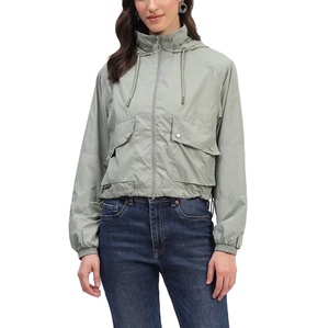 Veste coupe-vent en nylon pour femme, respirante, avec poignets élastiques, doublure en maille personnalisée, grande taille, veste courte à fermeture éclair - Product Image 1