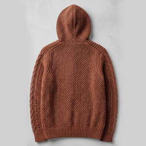 Fashion Forward Regular Fit Slouchy Style Men Knitted Hooded Tops Jersey <b>Fabric</b> Pocket Eco-Friendly 100% Cotton Winter - Product Image 6