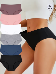 Women's High-Rise Basic Boxer Briefs 1pc Spandex/Cotton Underwear Everyday Comfortable Seamless Breathable Eco-Friendly - Product Image 3