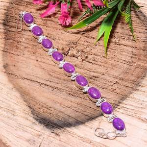 Bracelet en agate violette fait main, bracelet infini en argent, bijou minimaliste en pierre violette, cadeau pour elle - Product Image 4