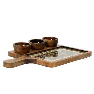 Round Wooden Eco-friendly AH CREATIONS Cake <b>Stand</b> with Floral <b>Bird</b> Design Handmade Decorative Platter Hand Wash Only - Product Image 5