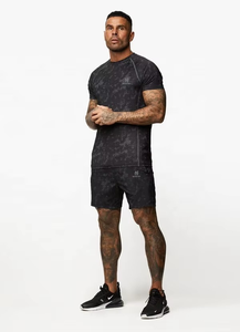 Conjunto Deportivo para Hombre, Camiseta de Cuello Redondo y Pantalones Cortos de Poliéster y Spandex de Secado Rápido, Estampado, para Verano y Actividades al Aire Libre - Product Image 4