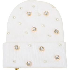 OEM Black Crystal Studded Beanie Hat Rib Knit Winter Warm <b>Cap</b> Women <b>Men</b> Custom Logo Streetwear Skull Hat - Product Image 3