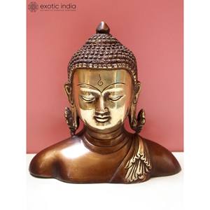 Escultura de busto de Buda de latón de 6 pulgadas hecha a mano para regalar hecha en la India - Product Image 2
