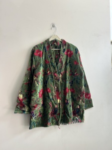 Robe en velours à imprimé floral avec ceinture, manches longues, veste pour femme printemps - Product Image 3