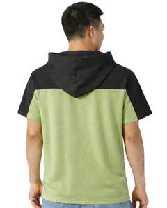 T-shirt à capuche personnalisé pour homme, manches courtes, décontracté, en coton doux, pour l'été, vert olive, noir, style streetwear - Product Image 2