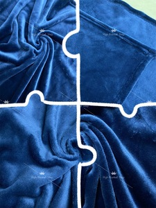 Knitted 100% Polyester 2Side Fabric for Blanket Home Textile Soft and Comfortable Navy and Grey Color - Product Image 4