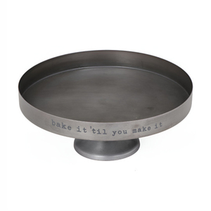 Soporte moderno de metal para pasteles con cita grabada, bandeja de servir gris mate, bandeja de exhibición de postres para el hogar y hoteles, vajilla de panadería. - Product Image 2