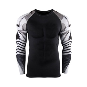 Custom Sublimated Compression Gym Shirts Long Sleeve BJJ Rashguard MMA <b>Mens</b> Rash Guard - Product Image 1