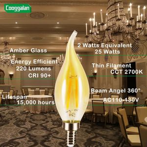 Bombilla LED Candelabro E12 Ámbar Regulable de 25 Vatios Equivalente, CA11 2W, Filamento Decorativo con Punta de Llama para Lámparas de Araña - Product Image 5