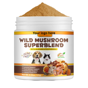 Friandises à Mâcher Multivitaminées Bio pour Chiens et Chats, Anti-Allergie et Soutien Immunitaire, à l'Extrait de Champignons Sauvages, Marque Blanche, 120g, Soutien Quotidien - Product Image 1