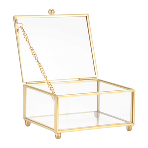 Boîte à bijoux en verre miroir - Boîte de rangement décorative dorée géométrique pour bijoux, idéale pour la maison - Product Image 4