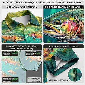 Camisa Polo de Pesca de Trucha para Hombre, Sublimada, Manga Corta, Cuello con Botones, Corte Regular, Transpirable, para Todas las Temporadas - Product Image 6