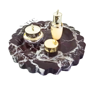 Plateau Horizontal en Marbre Naturel Vintage Fait à la Main, Plat de Rangement Multifonctionnel Moderne, Comptoir d'Anniversaire de Mariage, Commode - Product Image 5