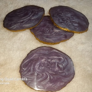 Ensemble de sous-verres en fausse agate en résine artisanale Tapis de boisson décoratifs pour la maison et le bureau pour les cadeaux - Product Image 5