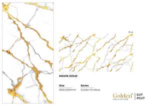 Baldosa de Porcelana con Aspecto de Mármol Aqua Gold, 600x1200mm, Brillante y Pulida, para Pisos y Paredes Interiores - Product Image 2