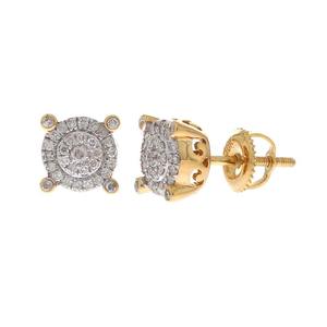Boucles d'oreilles clous en or jaune 10 carats avec diamants naturels ronds de 0,69 ct, bijoux fins pour femmes - Product Image 3