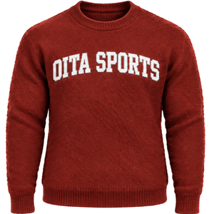 Pull en tricot doux et chaud pour homme, rouge rouille, col rond, manches longues, décontracté, hiver, avec logo personnalisé en relief - Product Image 1