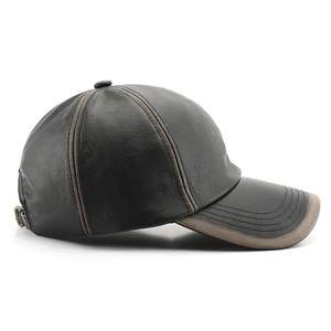 Casquette de baseball en cuir véritable OEM d'usine, en cuir de vache, visière incurvée réglable, chapeau tendance - Product Image 1