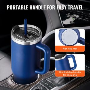 Borraccia Sportiva Isolata in Acciaio Inox da 40 oz, Tazza da Viaggio per Caffè con Doppia Parete e Coperchio da Campeggio, Capacità 64 oz - Product Image 5