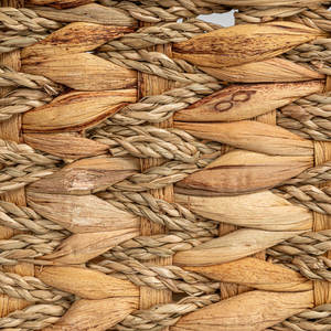 Handmade Water Hyacinth Scoop <b>Basket</b> with <b>Bamboo</b> Handle Woven Storage Bin - Product Image 3