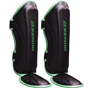 สนับแข้งสำหรับชกมวยสีดำแผ่นโฟมไนลอนหนังแท้ใหม่เพื่อความปลอดภัยในการเล่นกีฬาป้องกันขา MMA ป้องกันเท้าด้านหน้า - Product Image 6