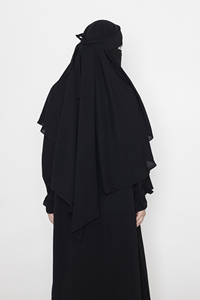 Women Black Abaya Set with Long <b>Khimar</b> and Niqab Lightweight Breathable Traditional Modest Islamic Daily Wear Prayer Outfit - Product Image 4