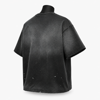 Kaos Pria Oversize Hitam Dicuci Bahan Katun Lengan Pendek O-Neck Kasual Polos Jersey