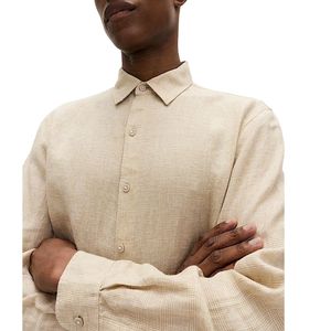 Camisa de Lino Puro de Primera Calidad con Diseño a Cuadros para Hombre, Manga Larga, Tela Suave y Cómoda, Ropa Casual y Semi-Formal para Verano - Product Image 1