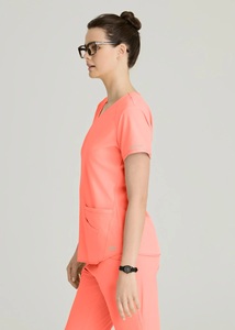 Women's Eco-Friendly Medical <b>Scrub</b> Set V-Neck Stretch Woven Polyester/Cotton <b>Uniform</b> <b>Scrub</b> Tops Needle Detection Custom Hospital - Product Image 1
