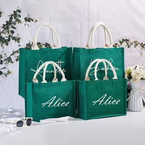 Premium Green Fiber Jute Tote Bag Durable Eco Friendly Reusable Shopping Carry Bag for Retail and Promotion - Product Image 3