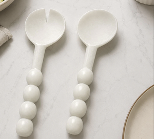 Cuillères en bois naturel écologiques avec finition miroir, manche long perlé, design moderne, ensemble de couverts en plastique pour la maison et les fêtes - Product Image 6