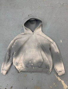 Sudadera con Capucha Oversize para Hombre, Teñido Degradado, Algodón French Terry, Estilo Casual de Otoño, Corte Regular, con Bolsillo, Tejido de Punto - Product Image 1