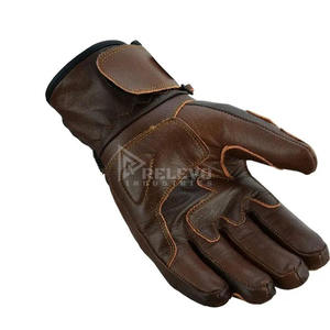Gants de moto en cuir véritable marron, pour course, à doigts entiers, compatibles écran tactile, imperméables, de haute qualité, à bas prix - Product Image 4