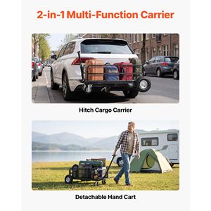 Porte-bagages arrière pliable 2-en-1 en acier sur roues pour attelage, 36,2" x 21,3" x 11,8" - Product Image 6