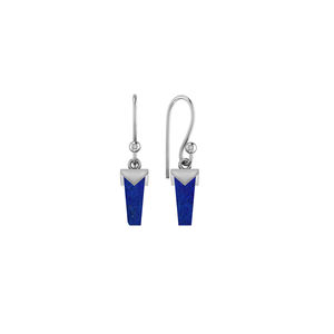 Pendientes Colgantes de Plata de Ley 925 de Alta Calidad con Lapislázuli en Forma de Lápiz, Engaste de Bisel, Regalo Moderno para Bodas y Fiestas - Product Image 1