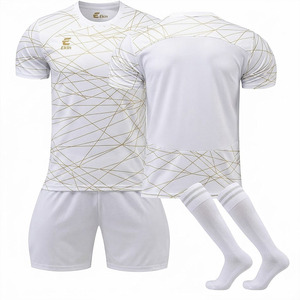 ชุดฟุตบอลพรีเมียมสีขาวทองแบบสั่งทำพิเศษ ปี 2024 ชุดเต็มพร้อมเสื้อ กางเกง ถุงเท้า ระบายอากาศ แห้งเร็ว สำหรับทีมฟุตบอล - Product Image 1