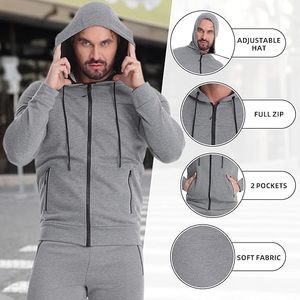 Nuevo conjunto deportivo de invierno para hombre, conjunto de 2 piezas, chándal informal con cremallera completa, conjunto deportivo para correr. - Product Image 5