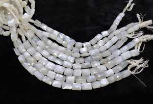 Perles de pierre de lune blanche naturelle facettées, taille « chewing-gum », 8-9 MM, forme « chicklet », perles de pierre de lune de 8 pouces - Product Image 4