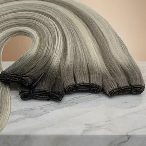 Extensiones de Cabello Humano Liso Indio Rubio Ceniza para Tejido Remy Doble Densidad 100% Base de Seda HD Transparente Color Personalizable - Product Image 5