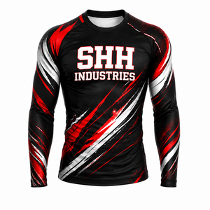 SHH Industries Custom <b>Men's</b> Long Sleeve MMA BJJ Rash Guard <b>Compression</b> <b>Shirt</b> Sublimated Grappling Training Gym Sportswear OEM - Product Image 1