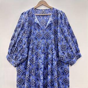 Vestido Casual Midi para Mujer, Tejido 100% Algodón, Liso, Manga Corta, Cintura Imperio, Estilo Babydoll, Cuello en V, Holgado, Funcional - Product Image 4