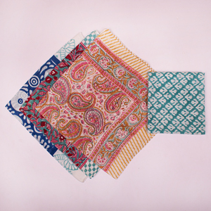 Bandana en coton imprimé au bloc, 21x21 pouces, toucher doux, motifs personnalisés acceptés, style plage et extérieur, multifonction, fabricant - Product Image 4