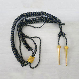 Aiguillette en cordon métallique tressé sur mesure avec extrémités en laiton pour uniformes, occasions formelles, luxe, 16 brins, bleu marine et or - Product Image 1