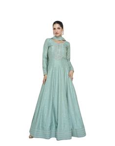 Hermoso arte seda bordado Anarkali traje para mujer estilo largo boda invitado ropa tradicional Georgette Material - Product Image 1