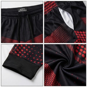 Ensemble de yoga 2 pièces NORM APPROACH : short et legging imprimé pois noirs et rouges, respirant, taille à cordon de serrage, longueur mi-cuisse, vêtements de sport - Product Image 4