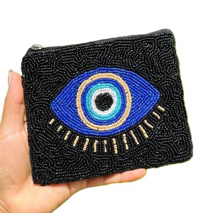 Monedero de moda con bordado y cuentas de cristal, tipo donut, con llavero de borla, para viajes, regalos, fiestas, artesanía y como accesorio llamativo. - Product Image 3